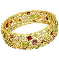 Браслет с бриллиантами и цветными камнями, Золото 750