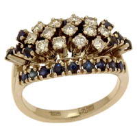 Кольцо с сапфирами и бриллиантами, Золото 585