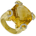 Кольцо с бриллиантами и цитрином, Золото 750