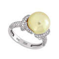 Кольцо с бриллиантами и жемчугом, Золото 585