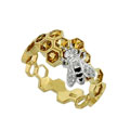 Кольцо с бриллиантами и цитринами, эмаль, Золото 750