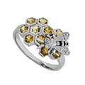 Кольцо с бриллиантами и цитринами, эмаль, Золото 585