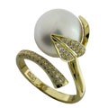 Кольцо с бриллиантами и жемчугом, Золото 750