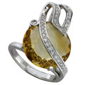Кольцо с бриллиантами и цитрином, Золото 585