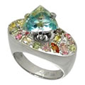 Кольцо с бриллиантами и драг.камнями, Палладий 850