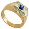 Кольцо с сапфиром и бриллиантами, Золото 585