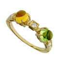 Кольцо с бриллиантами и драгоценными цветными вставками, Золото 750