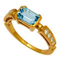 Кольцо с бриллиантами и топазом, Золото 750