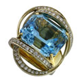 Кольцо с топазом и бриллиантами, Золото 750